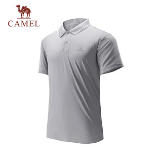 骆驼（CAMEL）原纱防晒冰感POLO衫商务休闲翻领上衣 J15BAXN016，循环灰，男 3XL