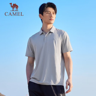 骆驼（CAMEL）原纱防晒冰感POLO衫商务休闲翻领上衣 J15BAXN016，循环灰，男 3XL