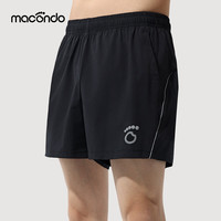 马孔多(macondo)梭织4英寸跑步短裤 三口袋收纳原纱凉感速干抗菌抗紫外线 黑色 L 【125-140斤】