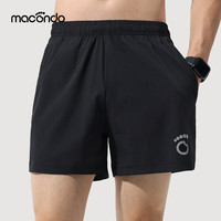 马孔多（macondo）梭织4英寸跑步短裤 三口袋收纳原纱凉感速干抗菌抗紫外线 黑色 XL 【140-150斤】
