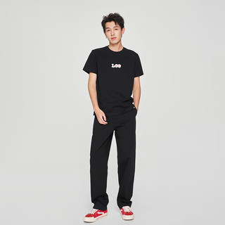 李 Lee25春夏舒适直筒Logo织标男日常休闲裤布裤潮流LMB009918204 黑色 33