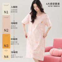 猫人【纯棉抑菌防螨】女士睡裙女卡通小猫套头家居服虾粉2XL