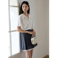 大码设计拼接款半身裙女显瘦潮流夏日百褶裙A字裙女
