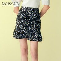 摩萨克 MOISSAC 夏季法式甜美流行A字雏菊碎花荷叶边包臀半身短裙女