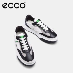 ecco 休闲鞋 2025年夏季厚底板鞋软底简约撞色男鞋 街头球鞋539804 白色/黑色/鸽子灰53980461195 41