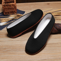 步隆升老北京布鞋皮镶芯底礼服呢中老年元口男单鞋圆口爸爸皮便鞋 皮礼小元，按照运动鞋码拍 38