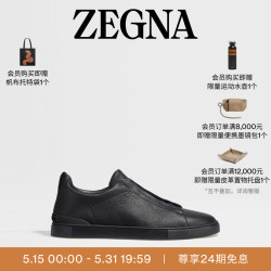 ZEGNA 杰尼亚男鞋黑色鹿皮Triple Stitch™奢华休闲鞋 黑色 40.5 (6.5)