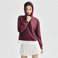 佐丹奴卫衣女纯棉假两件帽衫时尚减龄撞色连帽套头衫13324733 82桃红 L