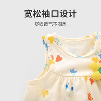 优奇女宝宝夏装短袖套装薄a类纯棉女童透气夏天背心儿童衣服凉感