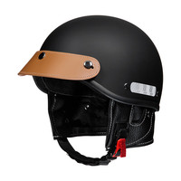 AXK复古头盔网红个性电动车头盔摩托车头盔机车头盔安全头盔 钢琴黑 头围可调(58-62cm)