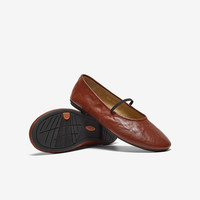 Bata羊皮书玛丽珍女2025春百搭通勤浅口软底娃娃鞋 棕色37 53967AQ5 棕色-圆头