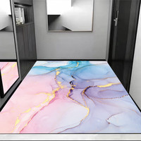 茗芮居 高档门内进户门地垫可擦可裁剪防滑脚垫家用pvc入户脚垫玄关门垫 粉红色 水墨08竖铺 60*90厘米