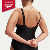 速比涛（Speedo）泳衣女纤姿唯美温泉度假性感低露背防晒显瘦连体泳衣 黑色 32 S (高155-160cm,重44-50kg)