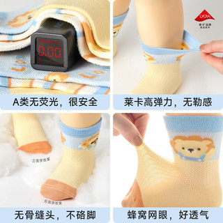 尼多熊 niduo bear宝宝袜子春夏薄款棉袜透气网眼袜男童袜儿童松口无骨婴儿袜