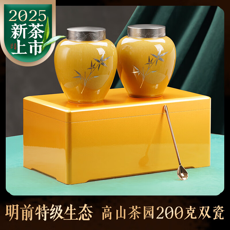 宋品【2025新茶】绿茶茶叶黄金芽黄金叶明前特级茶叶礼盒200g