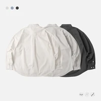 300g精梭棉日系廓形宽松挺阔大码衬衣长袖纯棉衬衫外套男cityboy