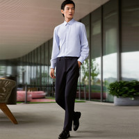 雅戈尔(YOUNGOR)长袖衬衫男免烫衬衫全棉格纹面料亲肤感强透气舒适8色可选 VLDP129750HBA蓝格 46