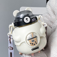 iChoice 大肚吸管杯  1100ML 抱抱熊 白色（送背带）