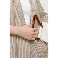 麦檬【/捡漏】中七分袖通勤气质条纹亚麻西装外套女5C4210981 浅棕上装5C4210981 XS