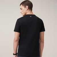 七匹狼短袖T恤 夏季男士圆领休闲印花上装男装 001(黑色) 4XL 190/104A