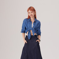 Levi's李维斯冰酷系列25春夏女士美式高街压褶蓝色牛仔半身裙 牛仔蓝 XL (28)