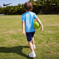 NIKE 耐克童装男童短袖T恤+短裤2件套夏季儿童短袖套装小童 靛蓝色 110 /52(4T) 【身高98-104】
