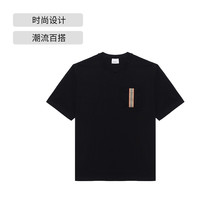 BURBERRY/博柏利短袖T恤男款黑色条纹贴花圆领休闲上衣 L 黑 色