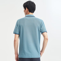 七匹狼短袖T恤男士翻领男保罗衫净色体恤衫透气男装夏装衣服 103(灰蓝) 3XL 185/100A