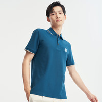 七匹狼短袖T恤男士翻领男保罗衫净色体恤衫透气男装夏装衣服 111(湖蓝) L 170/88A