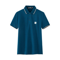 七匹狼短袖T恤男士翻领男保罗衫净色体恤衫透气男装夏装衣服 111(湖蓝) 3XL 185/100A