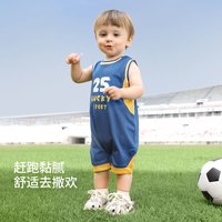 宝宝连体衣男宝夏季运动风背心哈衣女宝无袖薄款夏装外出婴儿衣服