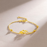 周六福黄金手链女心连心足金999手链A0710571约2.89g16+3cm520计价