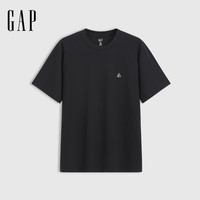Gap男女装2025夏季小熊刺绣吸湿速干短袖T恤宽松上衣727518 黑色 S (165/88A) 亚洲尺码