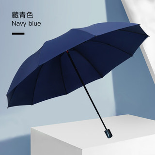 红叶の秀红叶伞十骨雨伞男士加大号折叠伞晴雨两用商务伞抗风暴双人大伞 藏青色