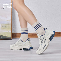 鸿星尔克休闲鞋女夏季防滑减震软底轻便耐磨时尚运动鞋鱼刺 微晶白/芯片蓝 40