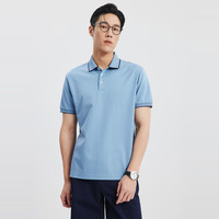 【凉感】七匹狼男士短袖polo衫夏季休闲短款男士翻领T恤上衣 165/84A/M 113(浅蓝)