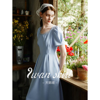 范思蓝恩天鹅裙 法式浪漫连衣裙女2024夏网纱收腰显瘦A字裙子 黑色 L