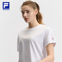 FILA 斐乐女装针织短袖衫2025夏季百搭运动宽松圆领白T恤女 玉石白-WT 3XL 185/100A/XXXL