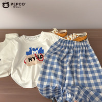 小猪班纳儿童套装中大童夏季短袖套装洋气时尚纯棉夏装男童女童两件套童装 T37小鱼套装 140 cm