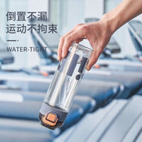 希乐 男女士双层玻璃杯 经典简约茶水分离水杯子 便携创意泡茶杯300ml 奶白色BL-2230