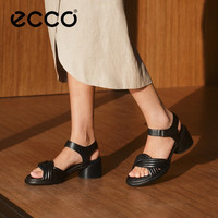 爱步(ECCO)凉鞋女 25年新款一字式扣带优雅百搭透气粗跟高跟鞋 雕塑222793 22279301001