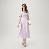 范思蓝恩法式紫色方领收腰连衣裙女2024夏约会度假裙子12421 鸢尾紫 XS