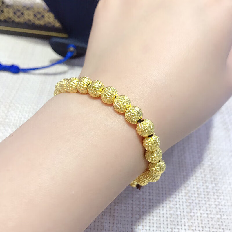 福韵礼黄金核桃手链女款7mm金珠实心古法金手串把玩小号999足金送女 7mm核桃珠手串约52克长16.6厘米（可核桃