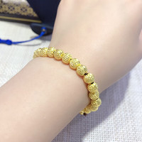 福韵礼黄金核桃手链女款7mm金珠实心古法金手串把玩小号999足金送女 7mm核桃珠手串约52克长16.6厘米（可核桃