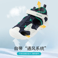 Dr.Kong江博士男女童鞋魔术贴休闲透气轻便2024儿童凉鞋夏季 黑/绿 28码