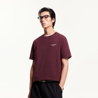 杰克·琼斯（JACK&JONES）25年男装纯棉短袖t恤男士夏季法斗犬印花圆领字母刺绣重磅半袖 E16酒红色 XL