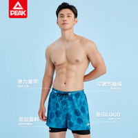 匹克泳裤男防尴尬内衬速干宽松平角沙滩裤两用温泉海边度假旅游