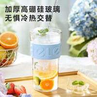 物生物（RELEA）玻璃杯大容量水杯女高颜值咖啡杯防烫泡茶杯子茶水分离杯520 400ml-春草绿【茶水分离】