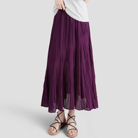 她池侧开衩半身裙2025春装淑女压褶不规则长裙