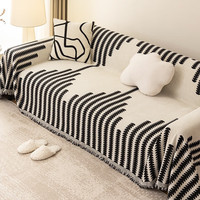 薇薇公主 沙发盖布沙发巾全盖防猫抓沙发垫雪尼尔四季通用沙发罩防滑 拾忆-黑色 180*260cm